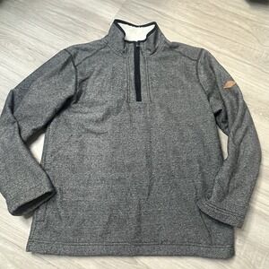 Orvis Brighton Mens Medium Black Sherpa Lined Sweater 1/4 Zip Long Sleeve